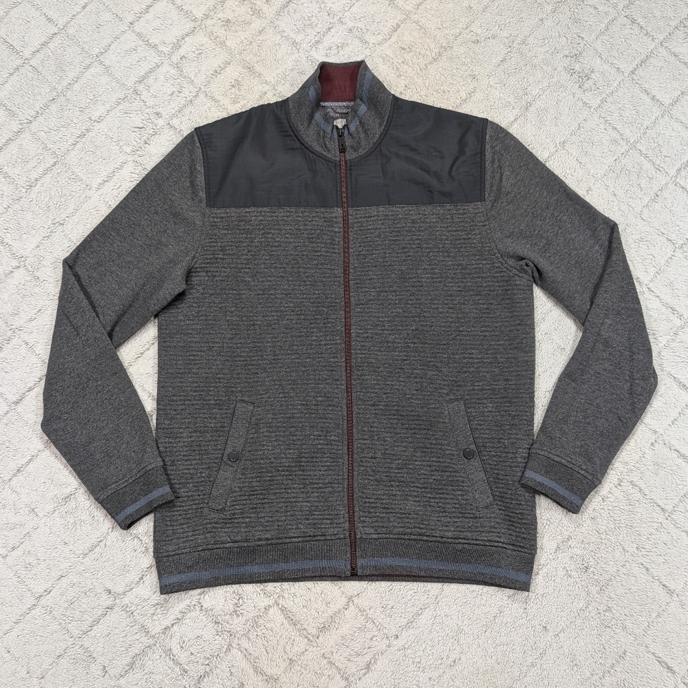 Ted Baker Jacket Mens XL Gray Sardin Quilted Full Zip Bomber London Outdoor